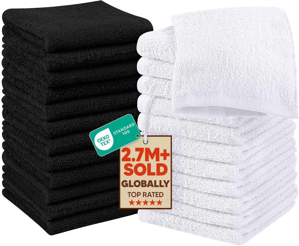 Utopia Towels 24 Pack Washcloths, 12x12 In, 100% Cotton, White