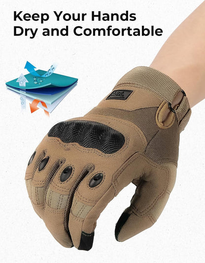 KEMIMOTO Tactical Gloves for Men, Touchscreen Motorcycle Gloves with Hard Shell & Palm Padding for Sports Motorcycle Cycling Tactical Airsoft Paintball Hunting Hiking
