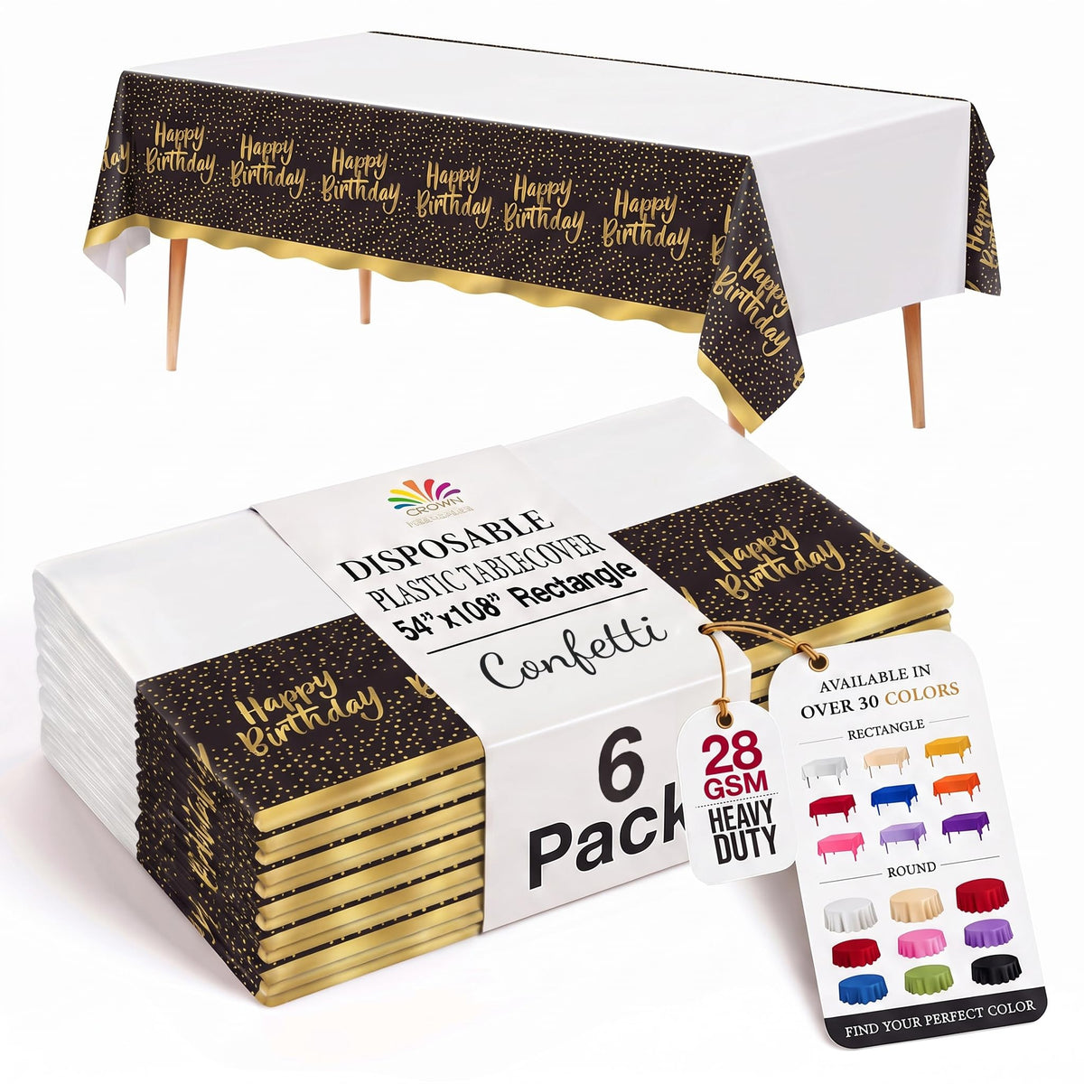 Exquisite Navy Plastic Table Cloth Disposable 6 Pack - 54 x 108 Inch Rectangle Tablecloth for 6 Foot Tables - Waterproof Table Cover for Party Wedding Birthday Graduation BBQ Catering