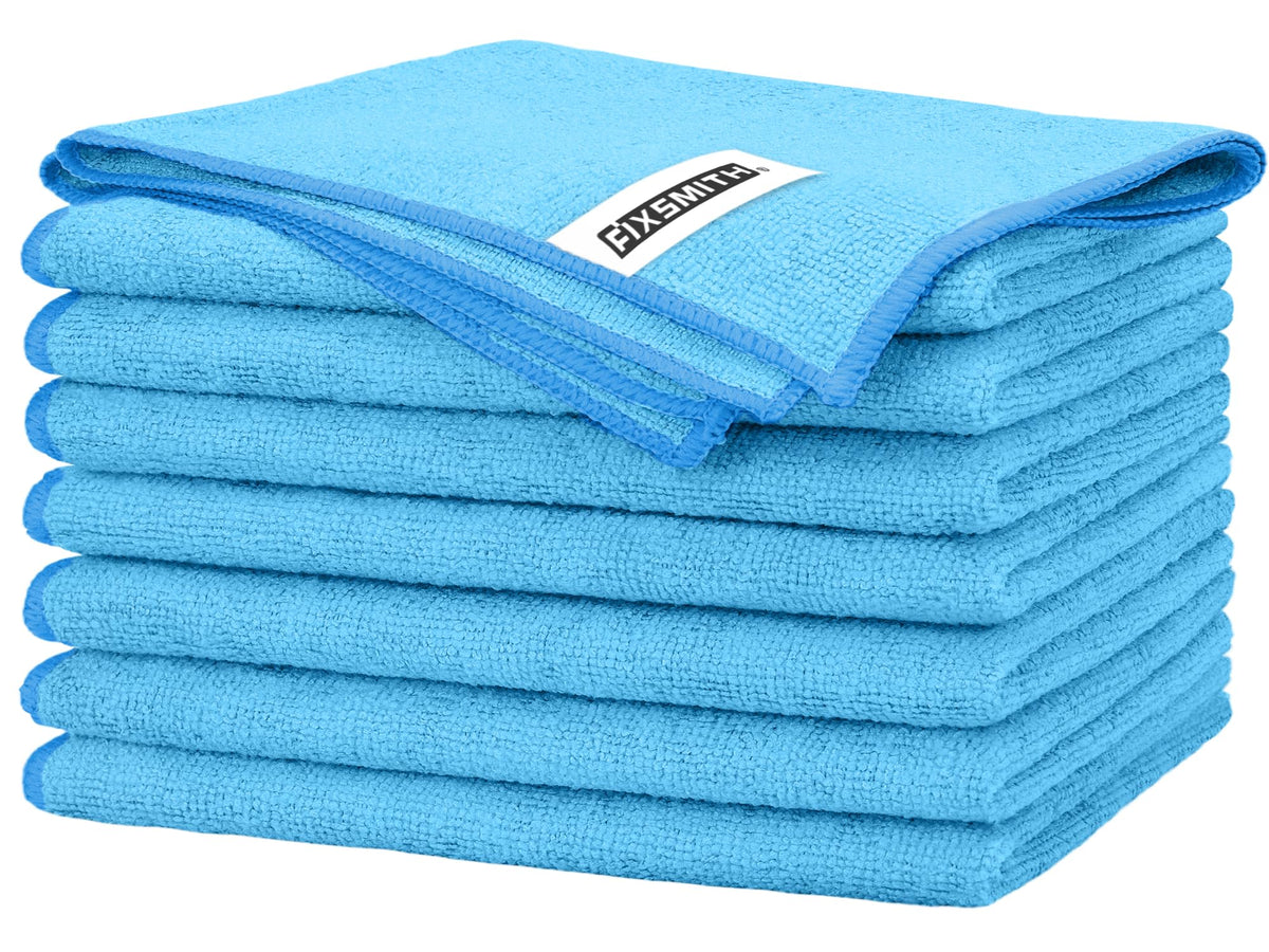 FIXSMITH Microfiber Cleaning Cloth - Pack of 8, Size: 12 x 16 in, Multi-Functional Cleaning Towels, Highly Absorbent Cleaning Rags, Lint-Free, Streak-Free Cleaning Cloths for Car Kitchen Home