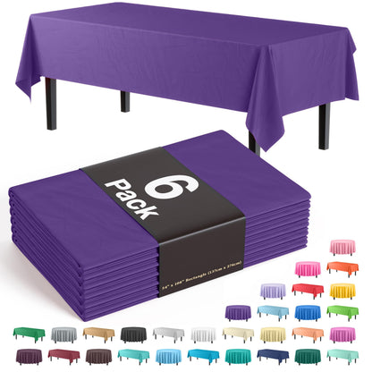 Exquisite Navy Plastic Table Cloth Disposable 6 Pack - 54 x 108 Inch Rectangle Tablecloth for 6 Foot Tables - Waterproof Table Cover for Party Wedding Birthday Graduation BBQ Catering