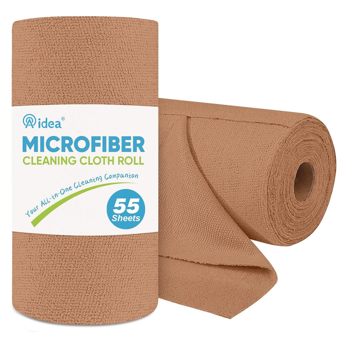 AIDEA Microfiber Cleaning Cloth Roll, Blue Shop Towels 55 Sheets 11×9"