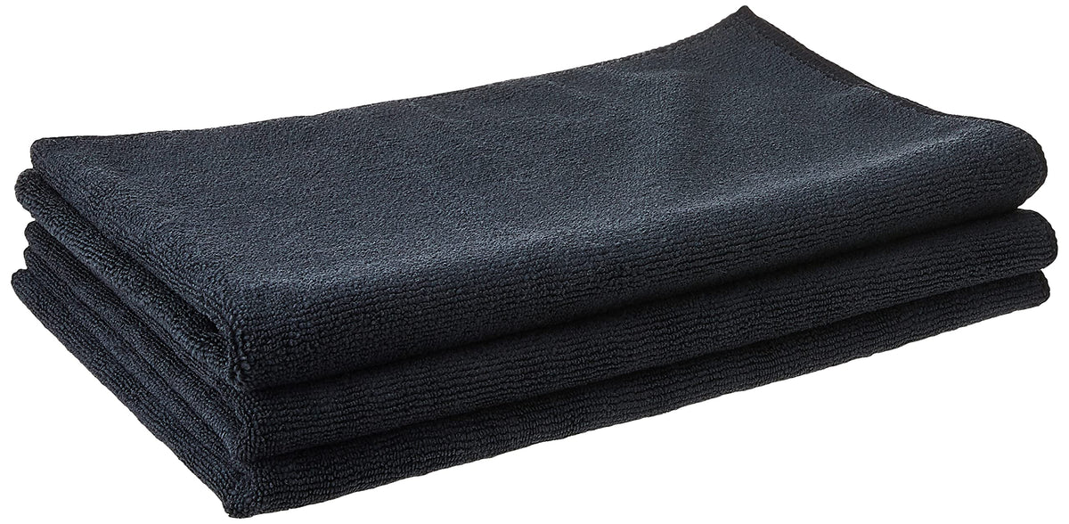Chemical Guys, Workhorse Plush Microfiber Towels, 16 x 16 in, Black, 3 Pack