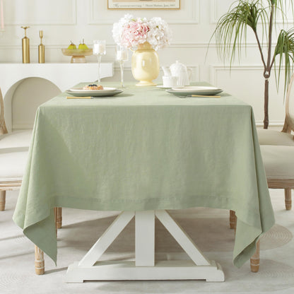Linen World Linen Tablecloth,100% French Linen Natural Tablecloth 132" x 90" Inch,Washable Rectangular Tablecloth for Dining,Outdoor,Weddings and Restaurants,Decorative Thanksgiving Christmas