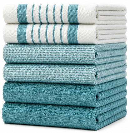Premium Kitchen Towels 6 Pack 100% Cotton, 20"x28" Dish Towels - Grey