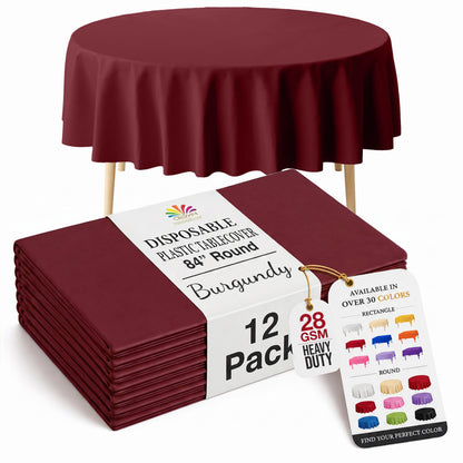 Exquisite Ivory Plastic Table Cloth Disposable 12 Pack, 54 x 108 Inch