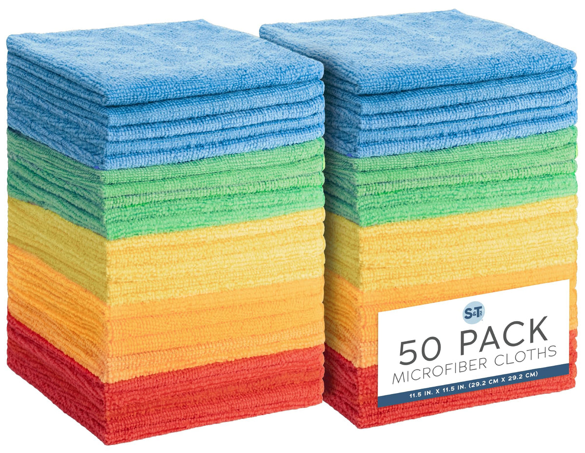 S&T INC. Microfiber Cleaning Cloth, 25 Pack, 11.5" x 11.5"