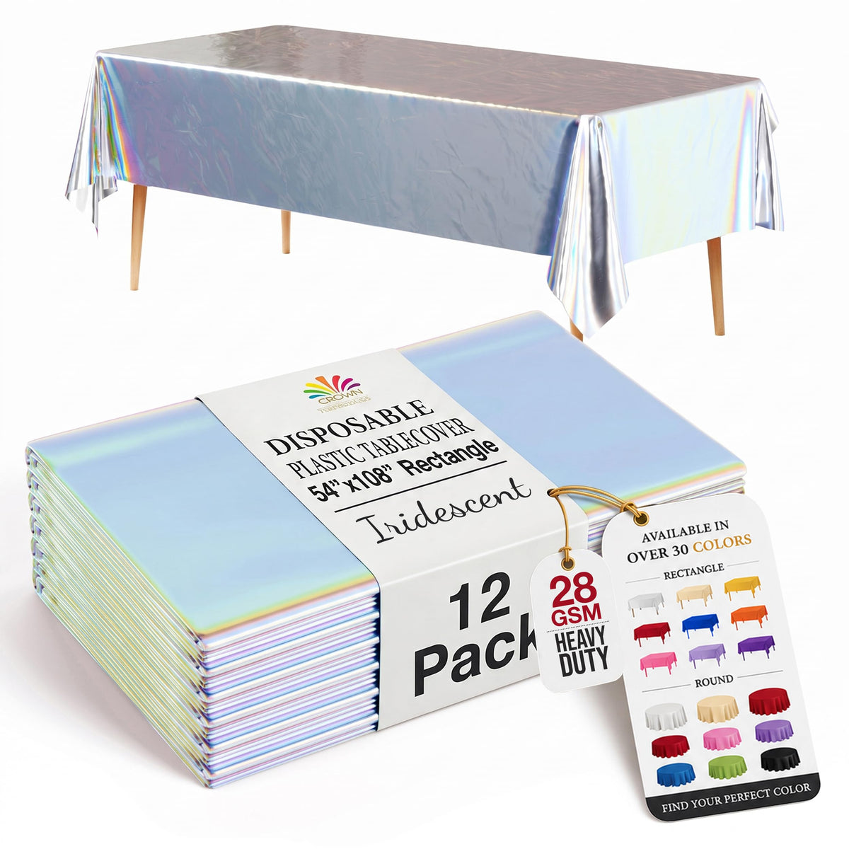 Exquisite Ivory Plastic Table Cloth Disposable 12 Pack, 54 x 108 Inch