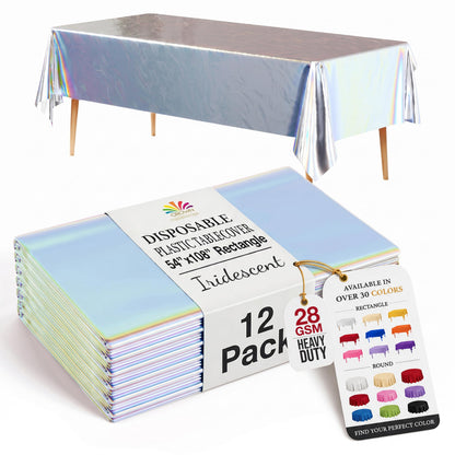 Exquisite Ivory Plastic Table Cloth Disposable 12 Pack, 54 x 108 Inch