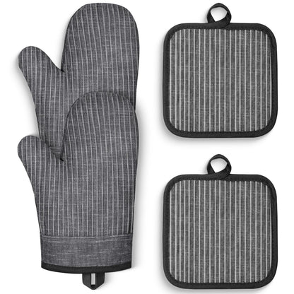 Oven Mitts and Pot Holders, Silicone Oven Gloves, 500 F Heat Resistant Oven Mitts Sets, Non-Slip Silicone Textured Grip, Blue