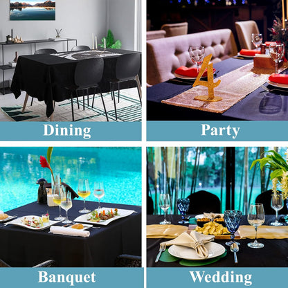 VidaFete Classic Series 10 Pack 90 * 132inch Black Rectangle Tablecloth