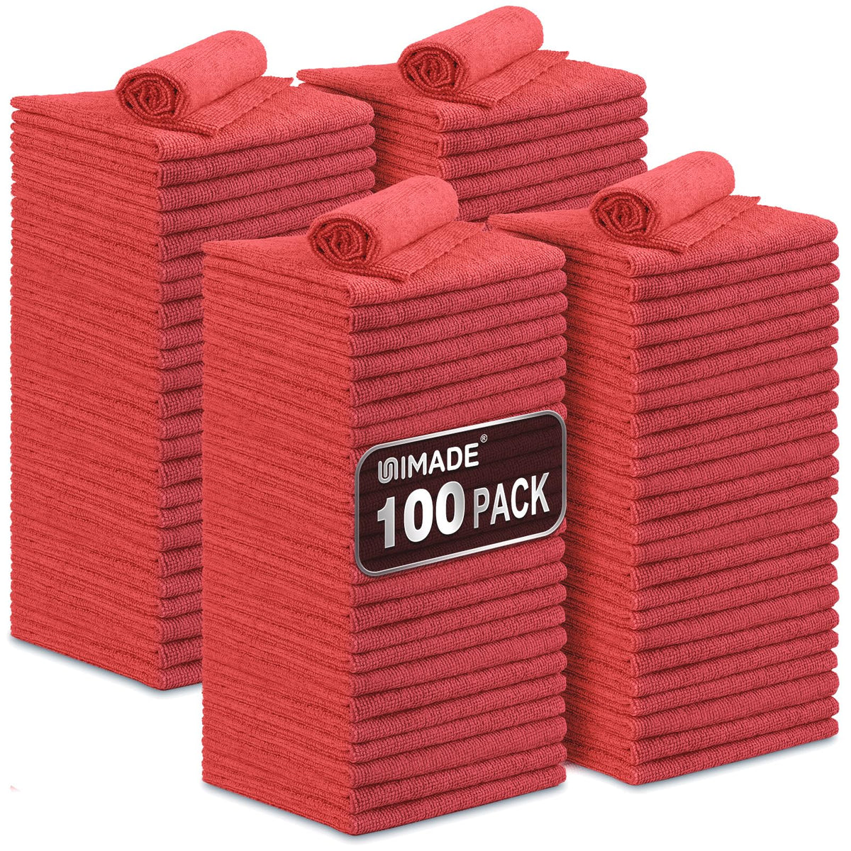 UNIMADE Microfiber Cleaning Cloth, 100PK Commercial Grade Work Rags