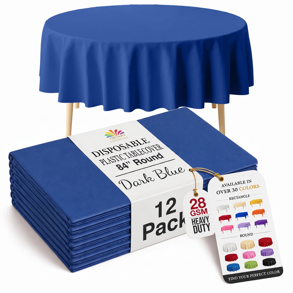 Exquisite Ivory Plastic Table Cloth Disposable 12 Pack, 54 x 108 Inch