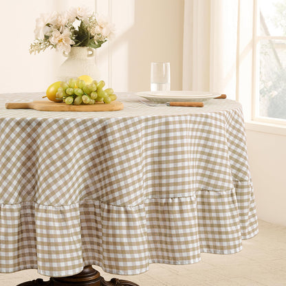 Romanstile Gingham Ruffled Tablecloth Rectangle, 60 x 84 Inch, Sage Green