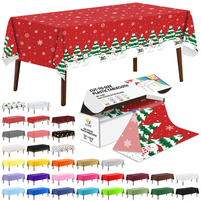 CXPSINC White Plastic Table Cloth Disposable Tablecloth Roll 54 Inch X 300 Feet Plastic Table Cover Roll with Slide Cutter for Picnics, Parties, Banquet, Birthdays, Weddings