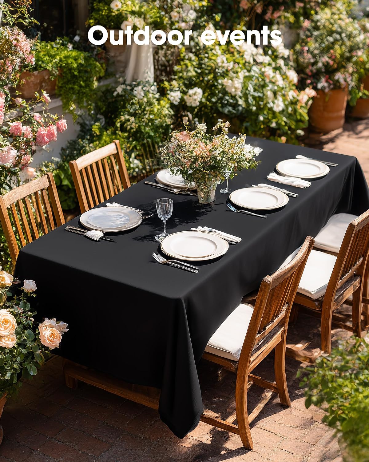 Pureegg Polyester Tablecloth 60" x 84" Reusable & Washable 1 Pack Black
