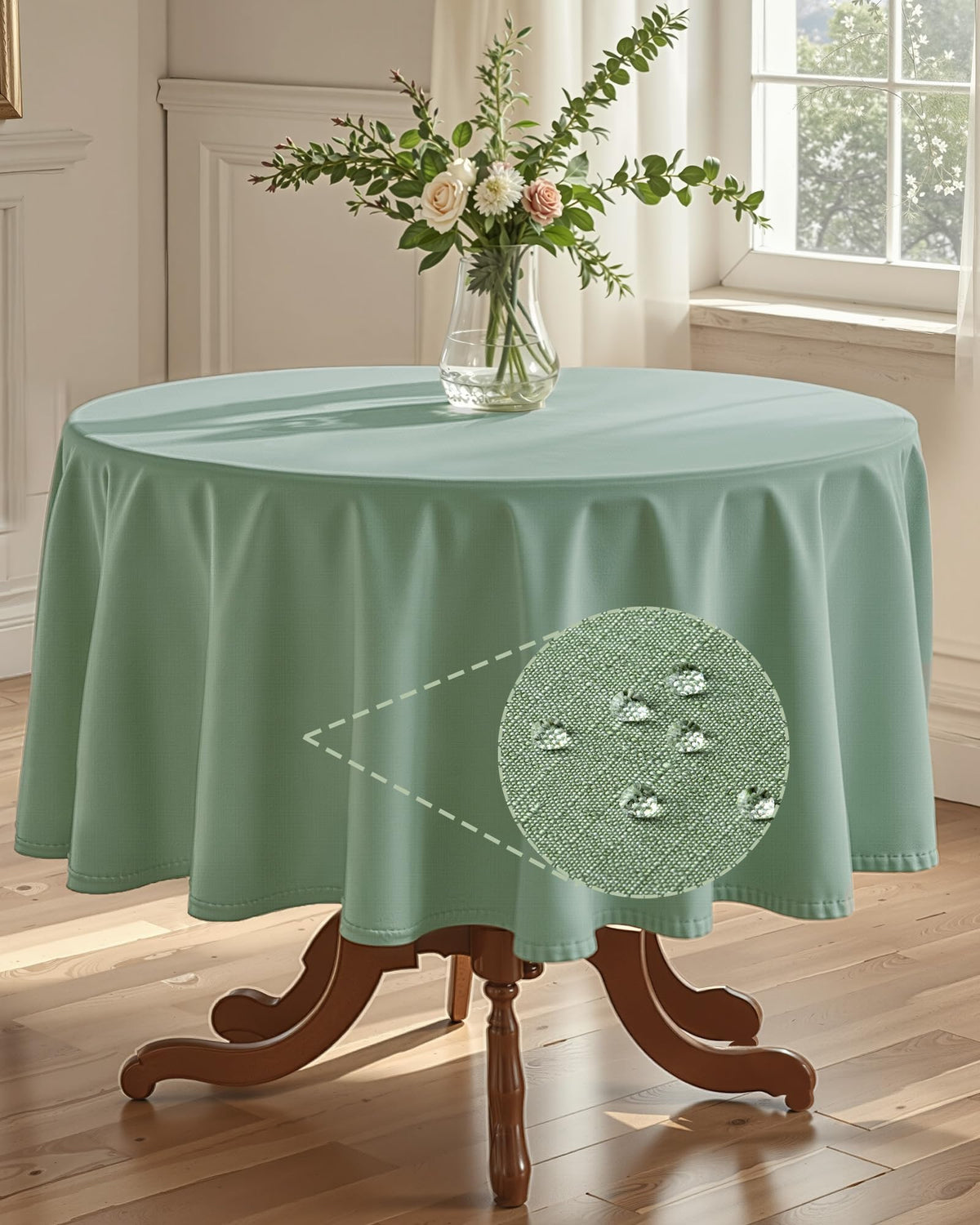 Pureegg Rectangle Linen Tablecloth Waterproof & Stain Resistant, Wrinkle-Free Table Cloth Adds Elegance and Protection, Ideal for Dining, Party, Wedding and Outdoor, 52 x 70 Inch, White