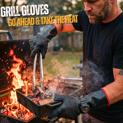 Grill Heat Aid 932°F High Heat Resistant BBQ Grill Gloves Neoprene Mitt 14"