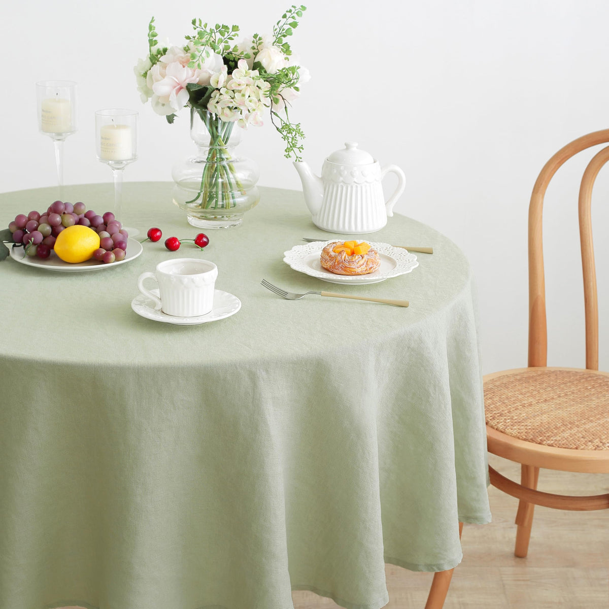 Linen World Linen Tablecloth,100% French Linen Natural Tablecloth 132" x 90" Inch,Washable Rectangular Tablecloth for Dining,Outdoor,Weddings and Restaurants,Decorative Thanksgiving Christmas