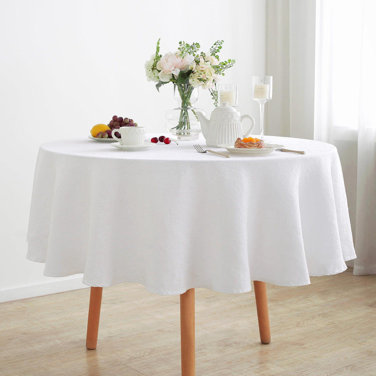 Linen World Linen Tablecloth,100% French Linen Natural Tablecloth 132" x 90" Inch,Washable Rectangular Tablecloth for Dining,Outdoor,Weddings and Restaurants,Decorative Thanksgiving Christmas