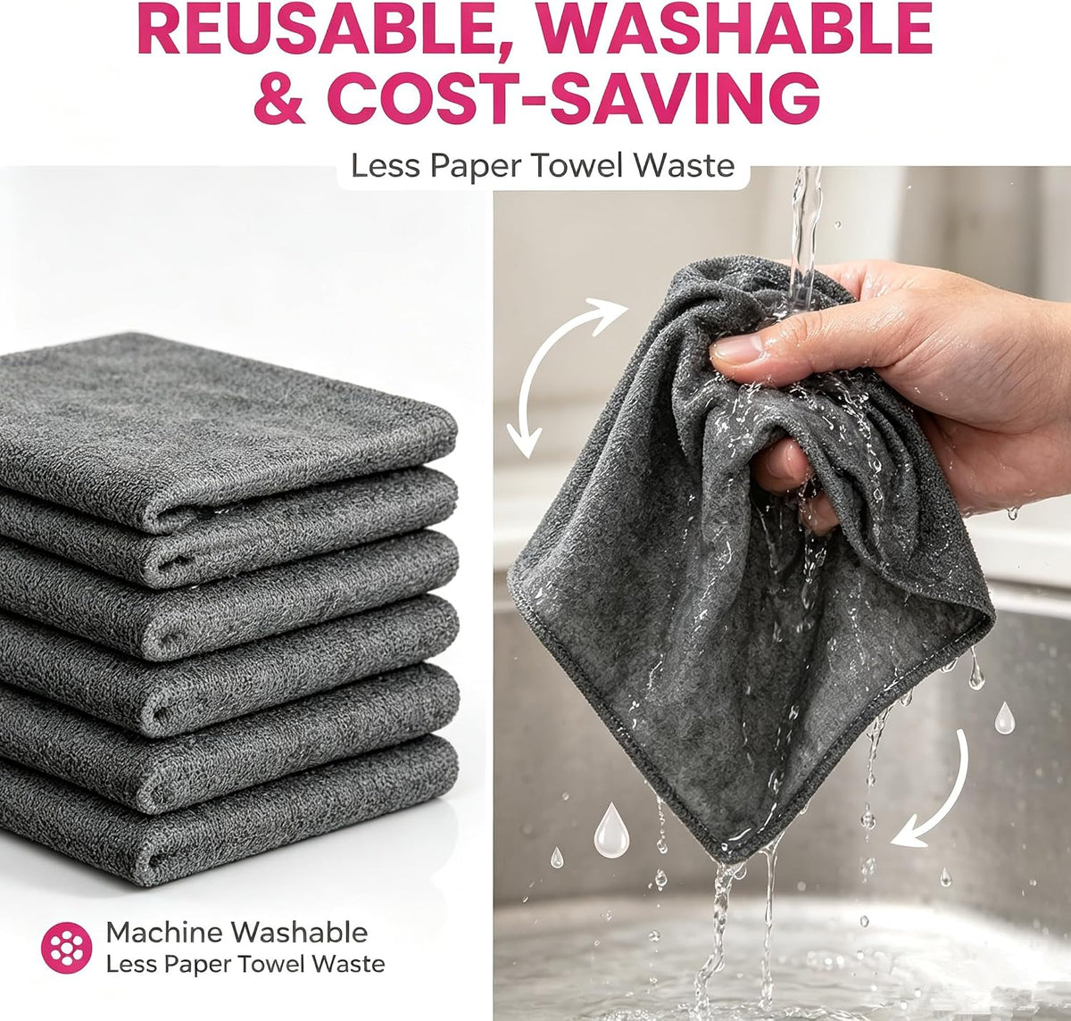 5Pcs Thickened Magic Cleaning Cloth Reuseable, Microfiber Cleaning Cloth
