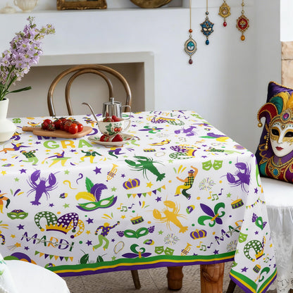 Fall Thanksgiving Double Border Decoration Tablecloth, Turkey & Pumpkin Harvest Tablecloths, Waterproof Table Cover for Dinner Kitchen Party Holiday Decorations Oval 54 x 72 Inch