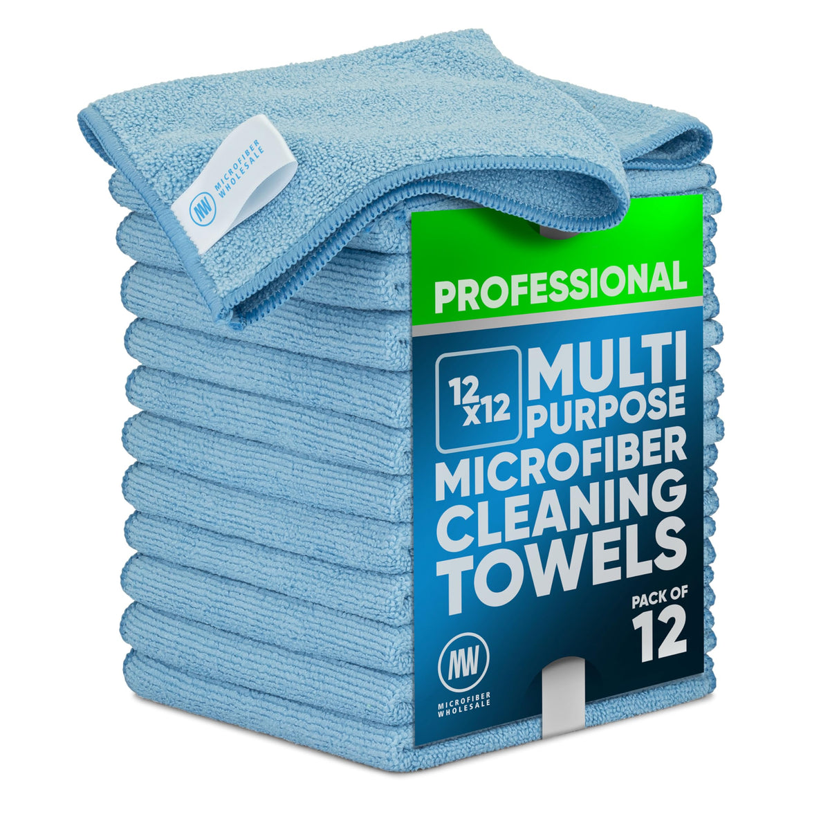 MW PRO Premium Microfiber Cleaning Cloths (12 Pack, 12x12, Grey) - Streak Free Stainless Steel & Glass Towels - Ultra Soft Cleaning Cloths for Screens, Granite & Modern Home - Washable & Reusable