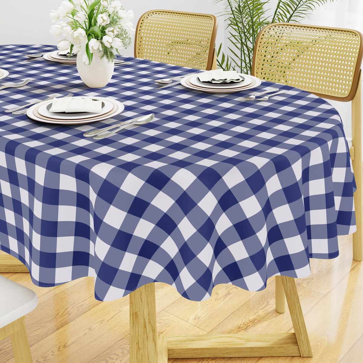 Smiry Fall Tablecloth, Flannel Backed Vinyl Table Cloth, 60"x84"