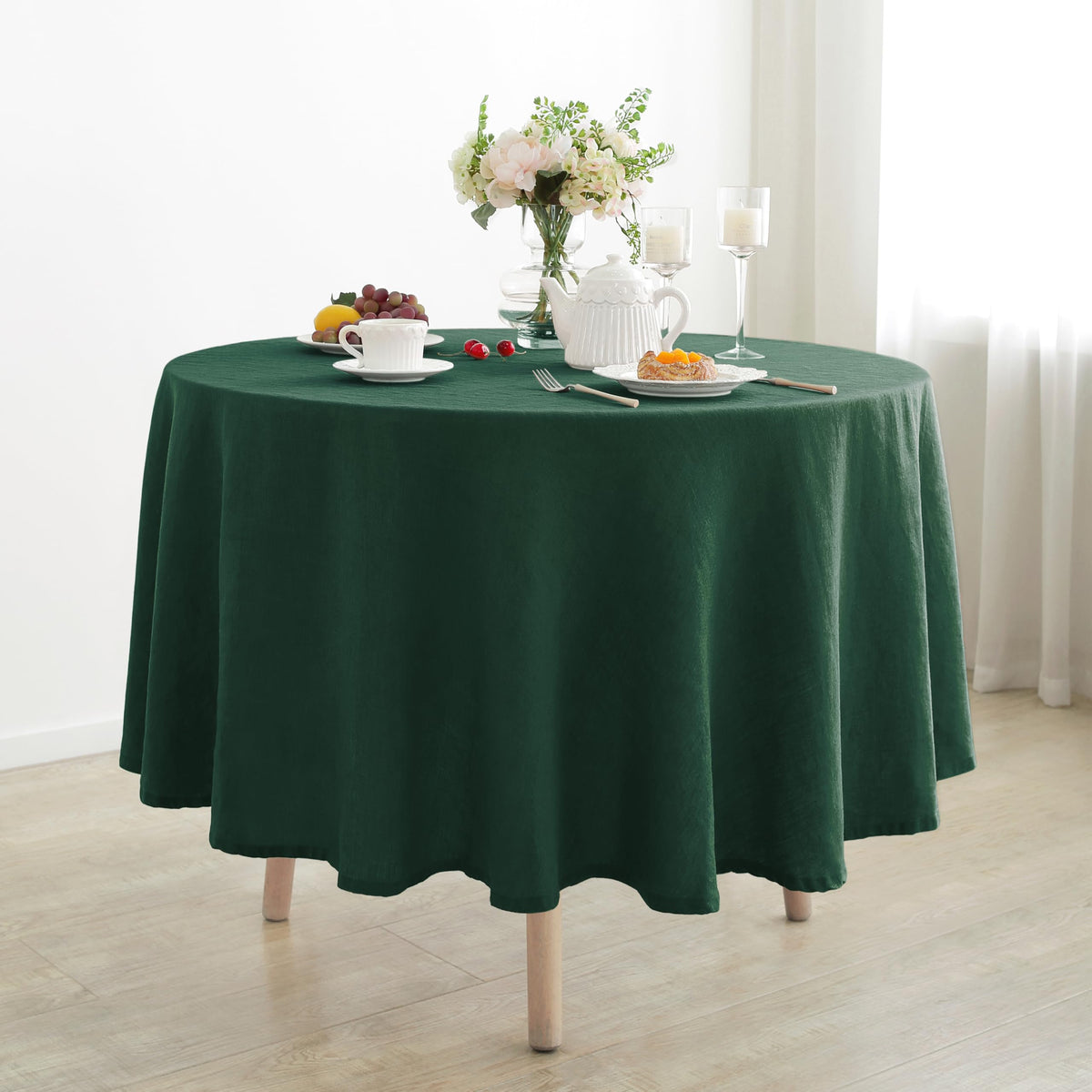 Linen World Linen Tablecloth,100% French Linen Natural Tablecloth 132" x 90" Inch,Washable Rectangular Tablecloth for Dining,Outdoor,Weddings and Restaurants,Decorative Thanksgiving Christmas