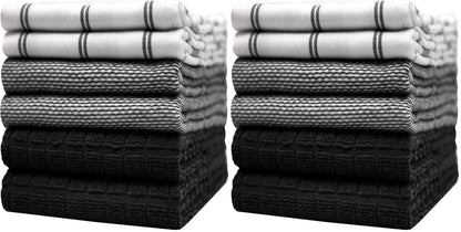 Premium Kitchen Towels 6 Pack 100% Cotton, 20"x28" Dish Towels - Grey