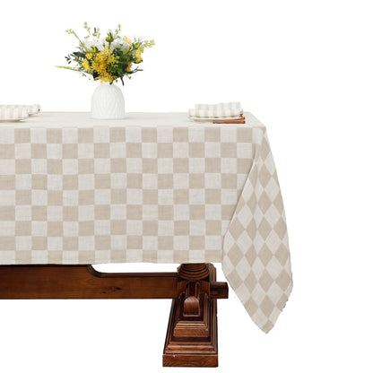 Linen World Linen Tablecloth,100% French Linen Natural Tablecloth 132" x 90" Inch,Washable Rectangular Tablecloth for Dining,Outdoor,Weddings and Restaurants,Decorative Thanksgiving Christmas