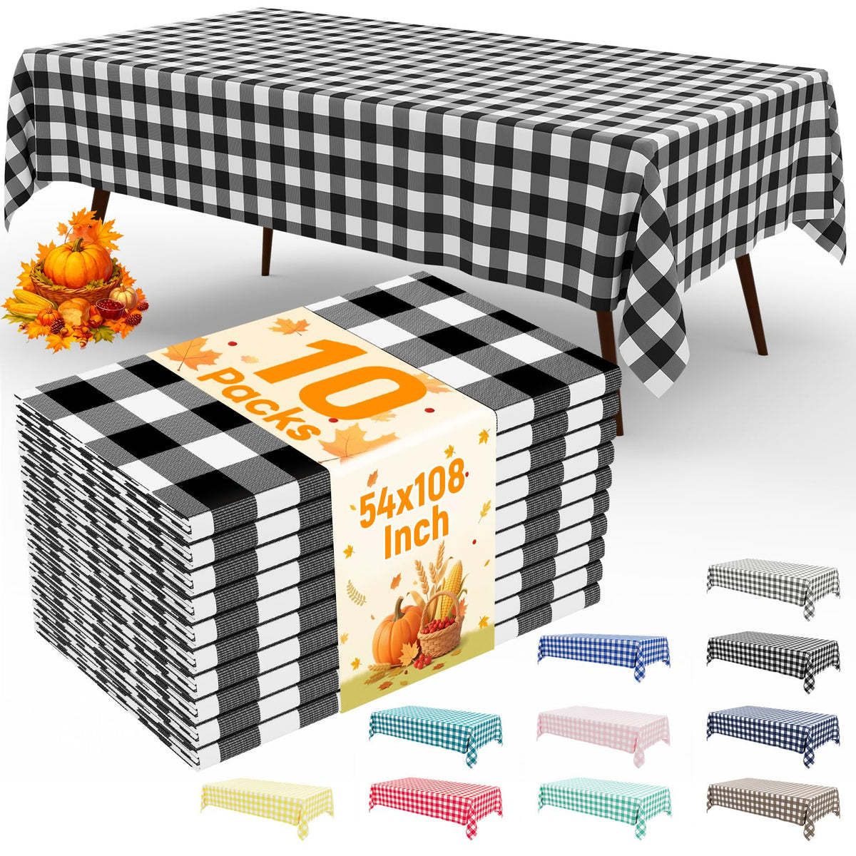 misaya 4 Packs Buffalo Disposable Table Cloth, 54 x 108 Inch Waterproof Plastic Tablecloth, Rectangle Red and White Checkered Table Covers for Picnic, Birthday, Party, Back to School