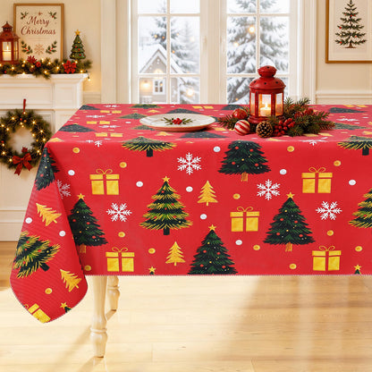 Smiry Fall Tablecloth, Flannel Backed Vinyl Table Cloth, 60"x84"