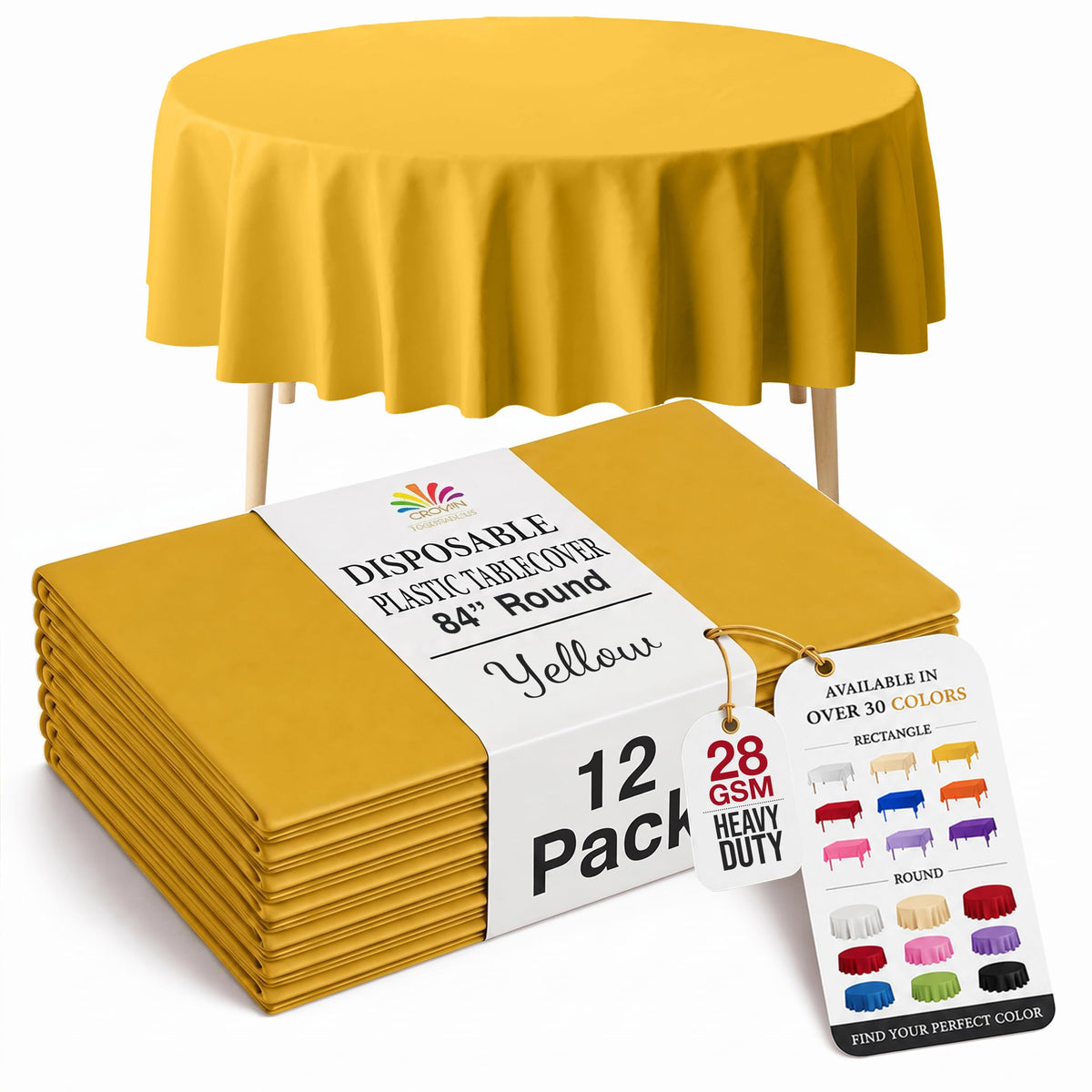 Exquisite Ivory Plastic Table Cloth Disposable 12 Pack, 54 x 108 Inch