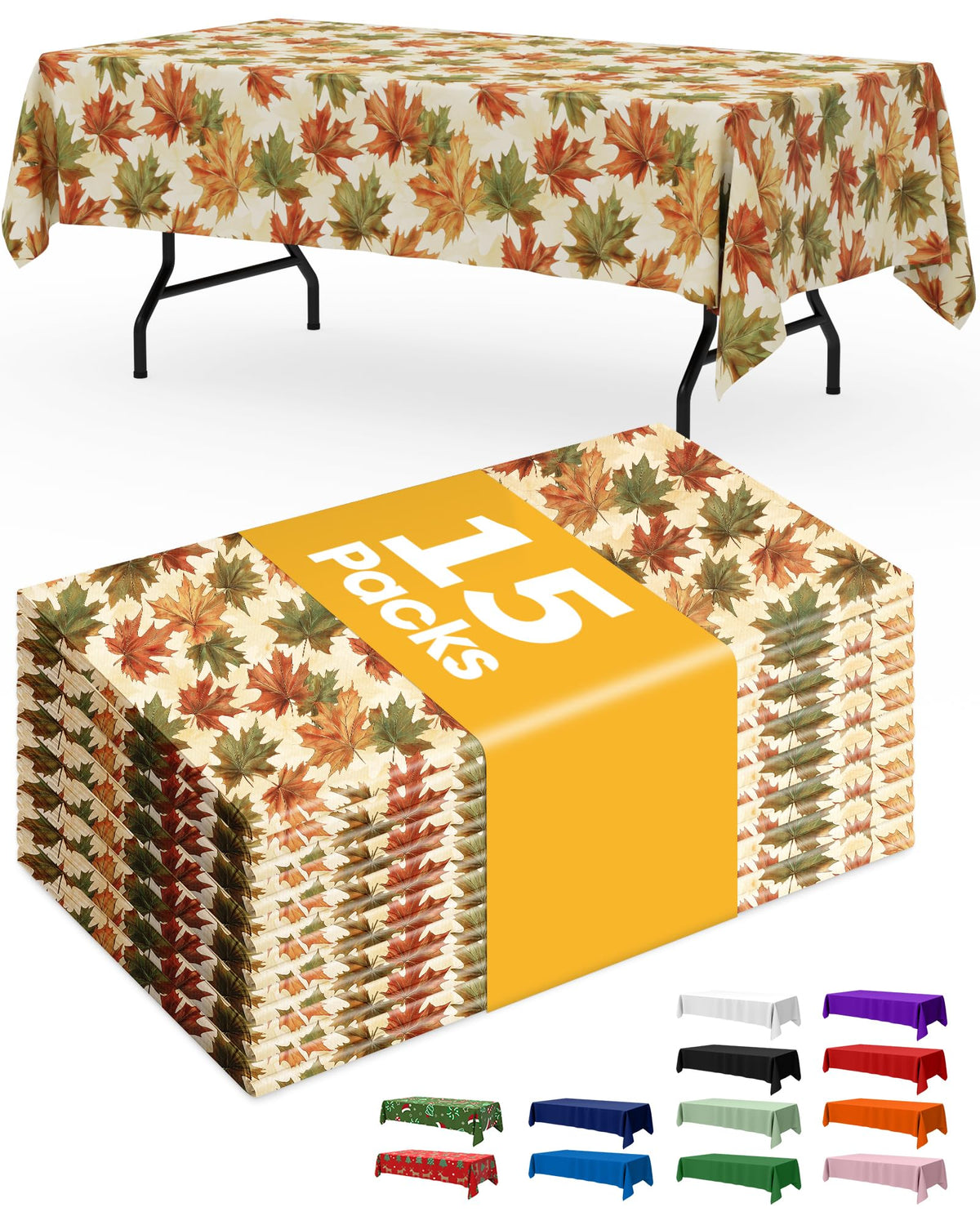 Niuara Black Plastic Table Cloth Rectangle Table 15 Pack, 54''×108'' Tablecloth for Graduation Decorations Class of 2025, Table Cloth for Disposable Use, Table Cover for Holiday Party, Gathering