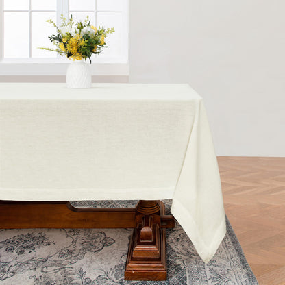 Linen World Linen Tablecloth,100% French Linen Natural Tablecloth 132" x 90" Inch,Washable Rectangular Tablecloth for Dining,Outdoor,Weddings and Restaurants,Decorative Thanksgiving Christmas
