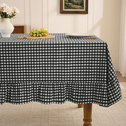 Romanstile Gingham Ruffled Tablecloth Rectangle, 60 x 84 Inch, Sage Green