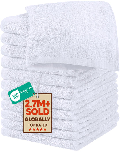 Utopia Towels 24 Pack Washcloths, 12x12 In, 100% Cotton, White