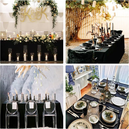 4 Pack Rectangle Tablecloth 60x102 Inch Black Washable Polyester Table Cover for Wedding Dining Table Buffet Parties Banquet Decoration（Black）