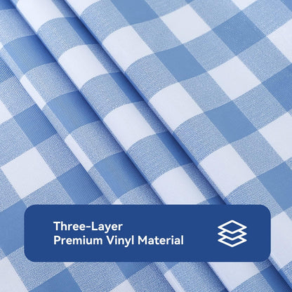Romanstile Gingham Vinyl Tablecloth, Rectangle 54 x 78, Light Blue