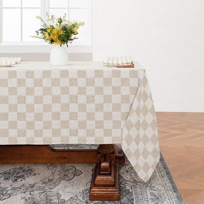 Linen World Linen Tablecloth,100% French Linen Natural Tablecloth 132" x 90" Inch,Washable Rectangular Tablecloth for Dining,Outdoor,Weddings and Restaurants,Decorative Thanksgiving Christmas