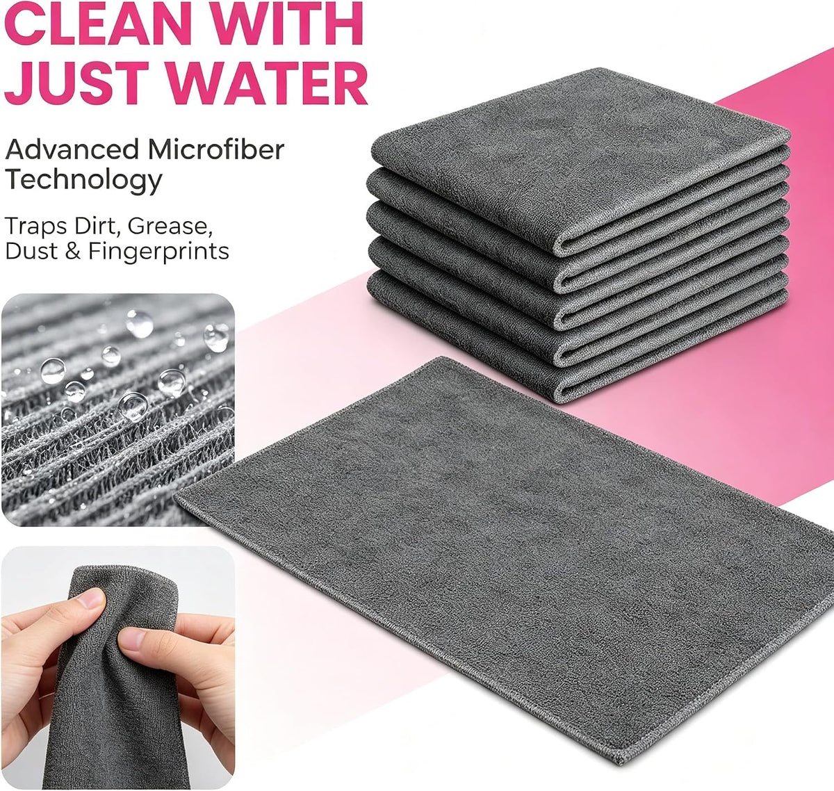 5Pcs Thickened Magic Cleaning Cloth Reuseable, Microfiber Cleaning Cloth