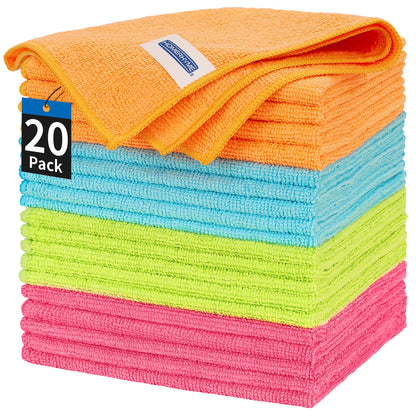 Microfiber Cleaning Cloth, 100 Pack Cleaning Rags Microfiber Towel Bulk Absorbent Lint-Free Wash Cloths, All-Purpose Shop Towels for Cars, Automotive, Garage, Home & Kitchen 11.5"*11.5"