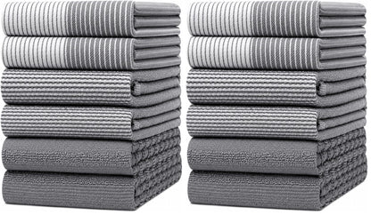 Premium Kitchen Towels 6 Pack 100% Cotton, 20"x28" Dish Towels - Grey
