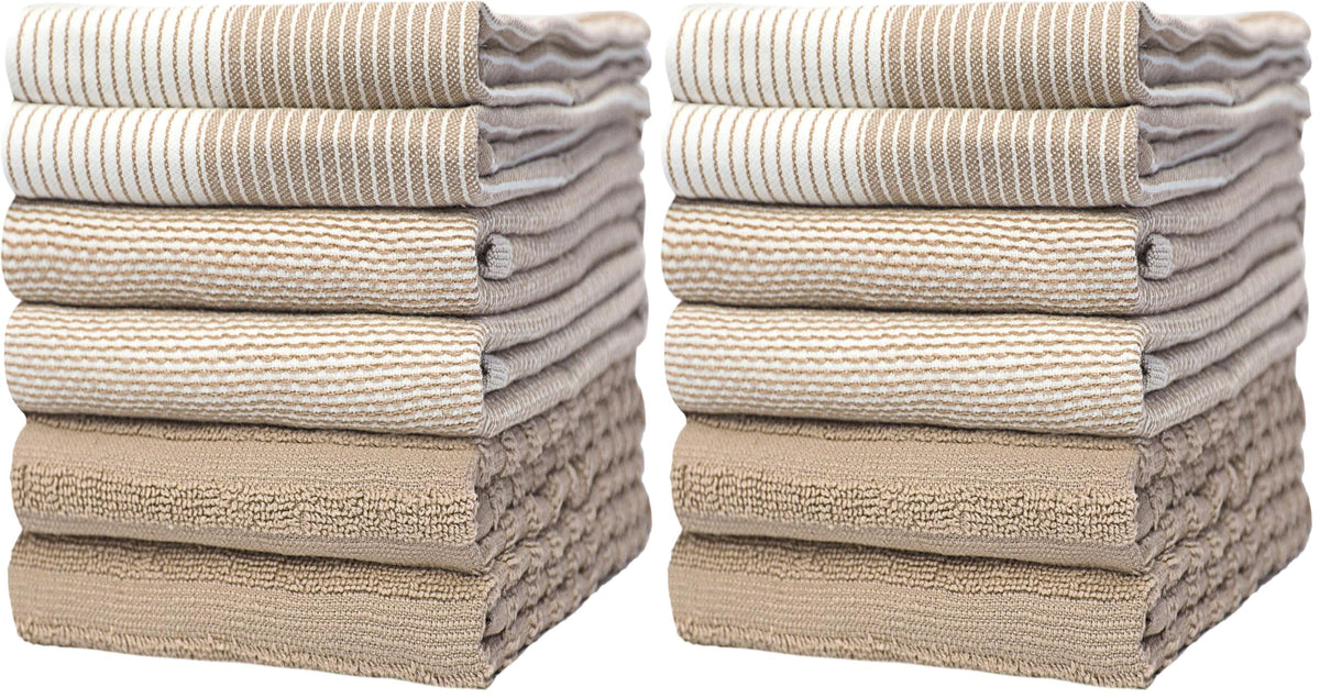 Premium Kitchen Towels 6 Pack 100% Cotton, 20"x28" Dish Towels - Grey