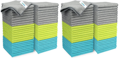AIDEA White Microfiber Cleaning Cloth 50PK, Absorbent Cleaning Rags 12"x12"