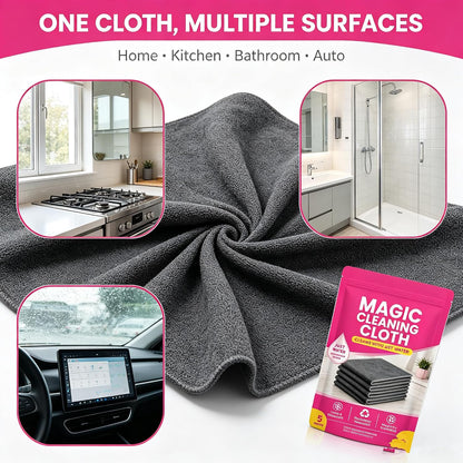 5Pcs Thickened Magic Cleaning Cloth Reuseable, Microfiber Cleaning Cloth