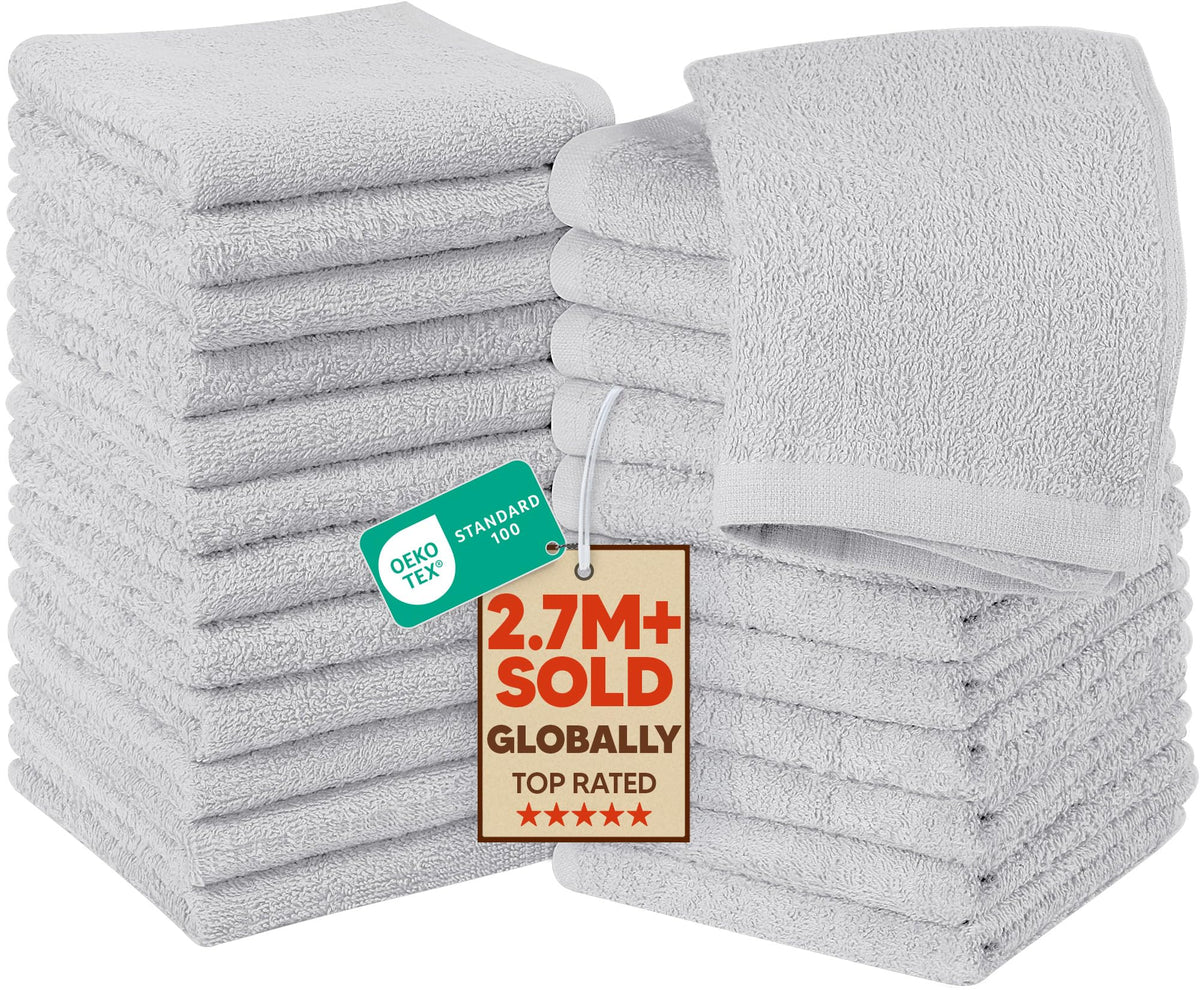 Utopia Towels 24 Pack Washcloths, 12x12 In, 100% Cotton, White