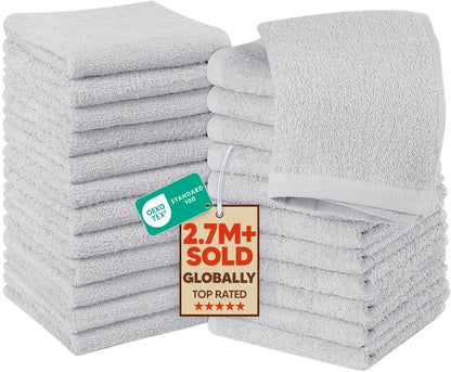 Utopia Towels 24 Pack Washcloths, 12x12 In, 100% Cotton, White