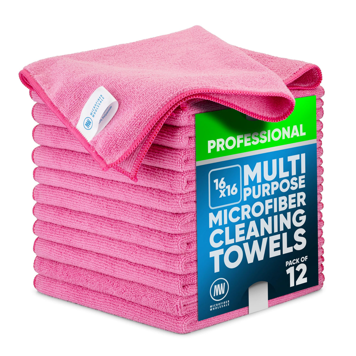 MW Pro Microfiber Cleaning Cloth | Blue | 12 Pack | 16” x 16” | All Purpose Microfiber Towels - Clean, Dust, Polish, Scrub, Absorbent